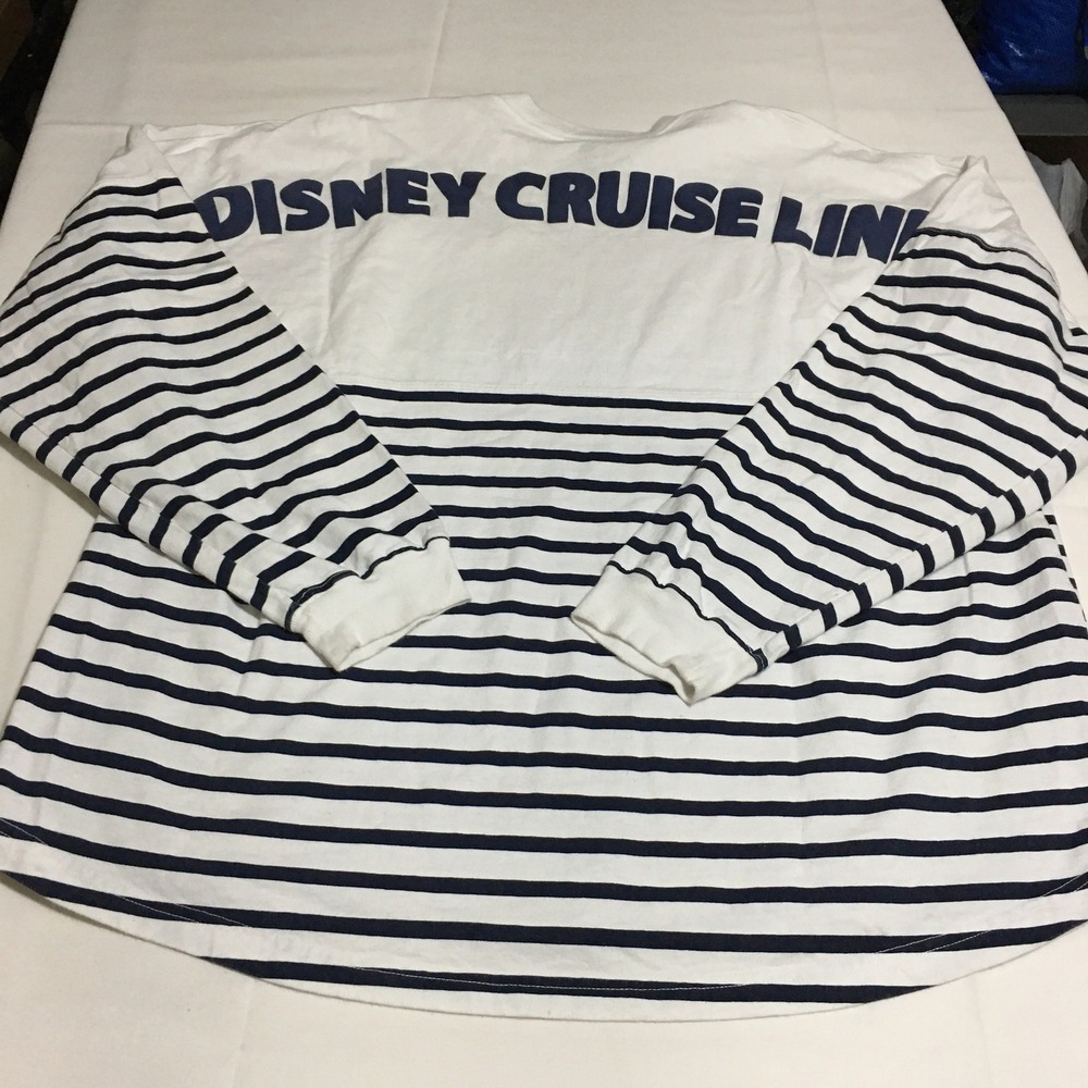 Disney Cruise Line Spirit Jersey XXL White Striped Long Sleeve Shirt